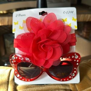 New red sunglasses and headband set 0-12 months